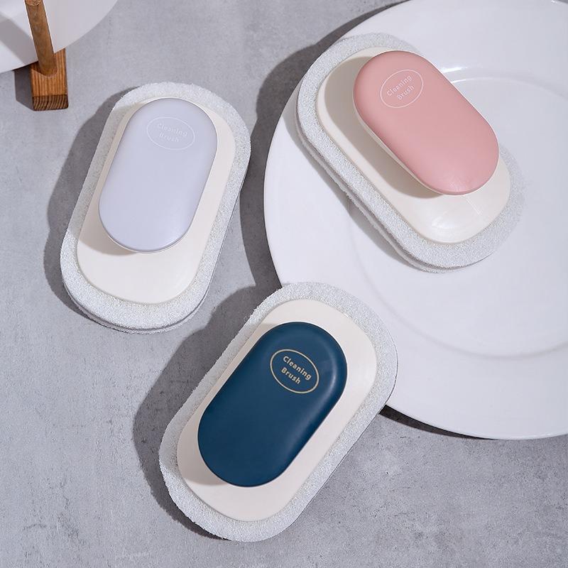 Handle Sponge Countertop Brush, Kitchen and Bathroom Cleaning Brush, Scouring Pad, Dish and Pot Washing Brush