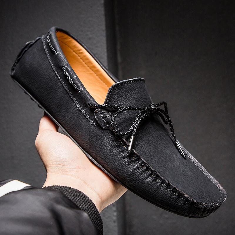 Fashion Genuine Leather Men Casual Shoes Luxury White Mens Loafers Moccasins Man Breathable Light Soft Driving Shoes Plus Size 38-48 49