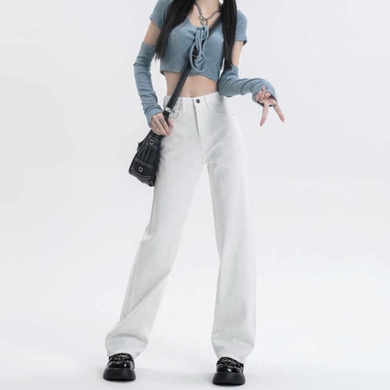 

Women s High Waist Wide Leg Jeans - Spring/Autumn 2025 Collection, Floor-Length Denim, Loose Fit, Slimming Style. S