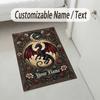 Dragon Phoenix Theme Crystal Velvet Rug Personalized Custom Name Text Soft Floor Mat Home Decor