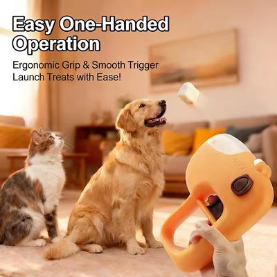 New Cute Pet Treat Launcher Dog Cat Treat Dispenser Catapult with Transparent Viewing Window Interactive Dog Puzzle Feeder Toy