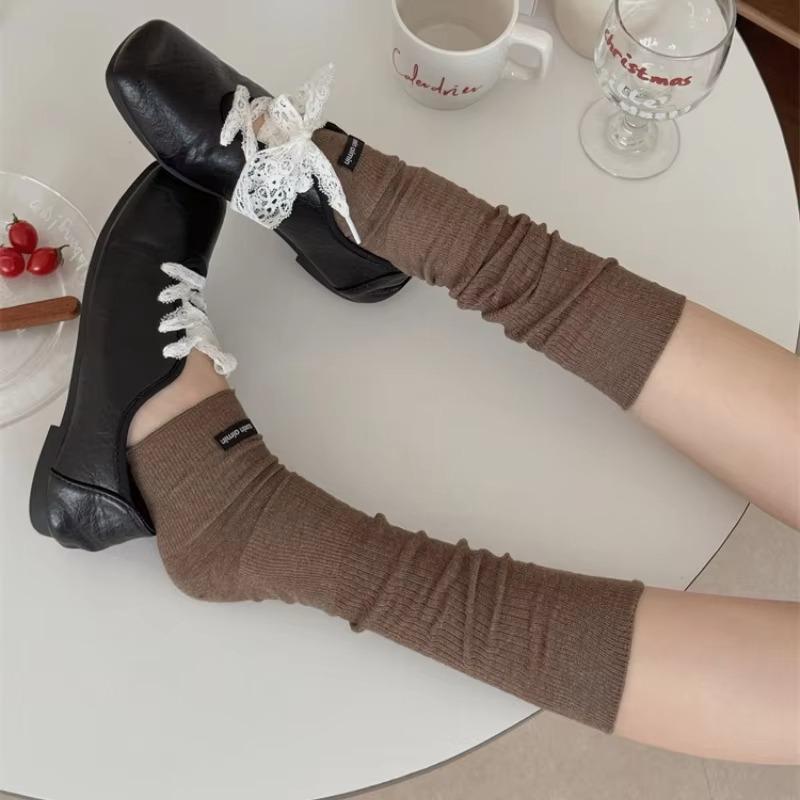 Lolita Leg Warmers Women Cotton Thin Breathable Knee Socks Stocking Knitted Foot Cover Jk Girl Leg Warmer Solid Color Long Socks
