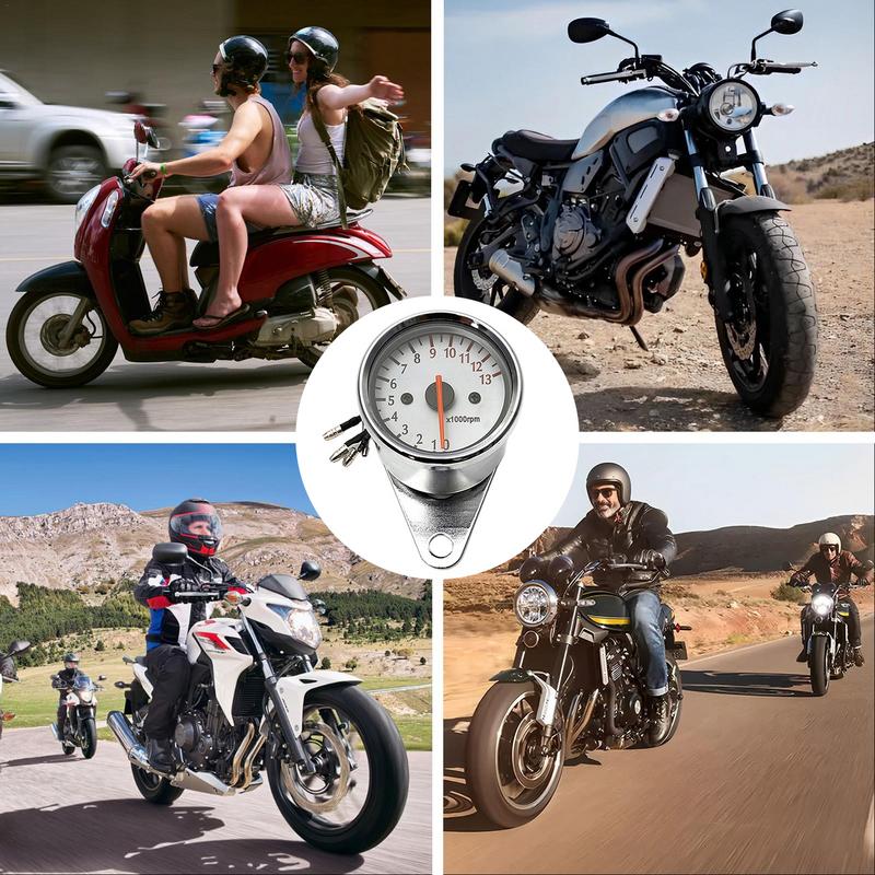 Motorrad Tachometer Vintage Metall Motorrad Anzeigen Zeigertyp 1.3/16 000 U/min Hohe Präzision Motorrad Kilometerzähler Modifiziert