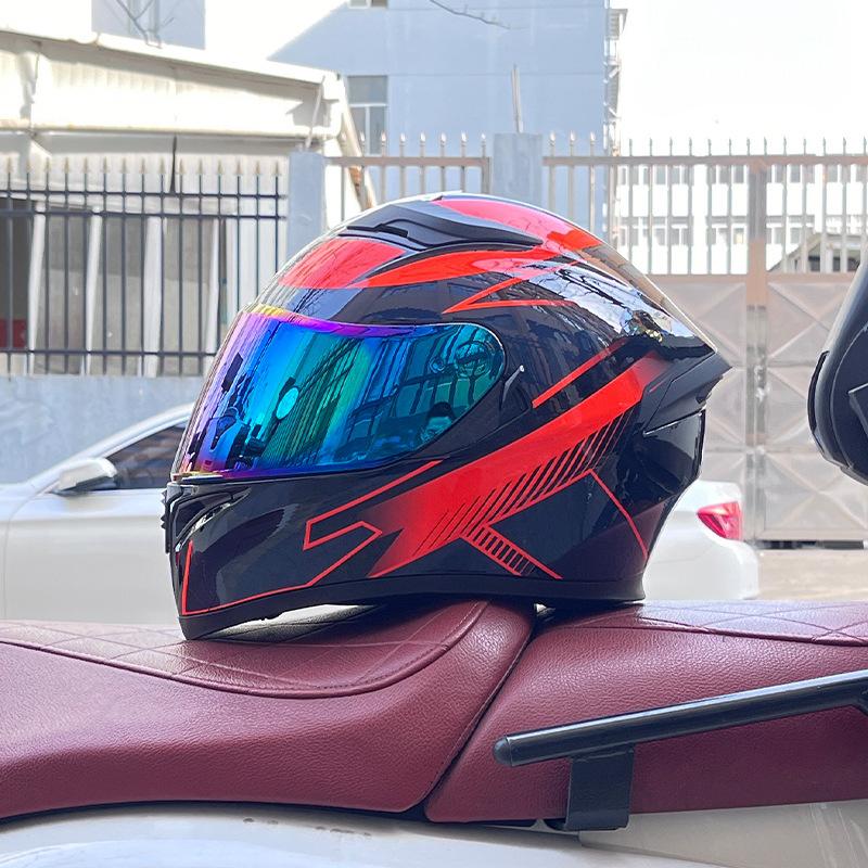 Motorcycle Helmet Full Helmet Can Be Equipped with Bluetooth Headset Men's Four-season Electric Bicycle Riding Helmet