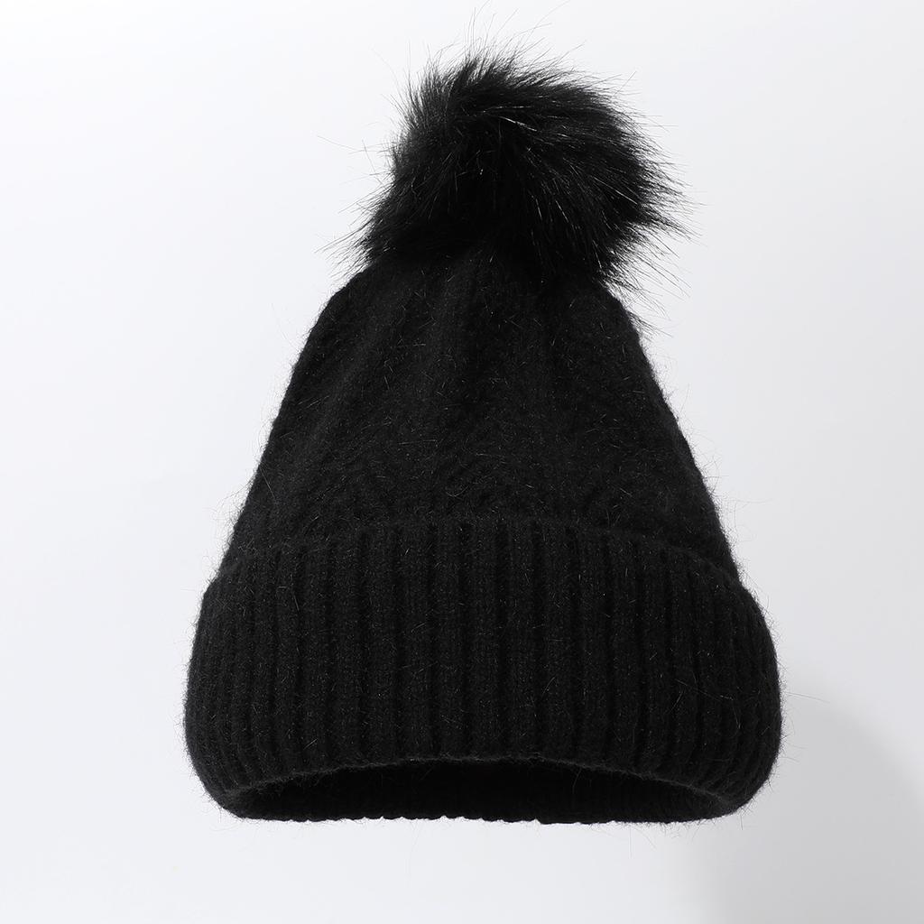 Verdickte Kältefeste Und Warme Wollkugel-Pullovermütze Winter Outdoor Stapelmütze Strickmütze