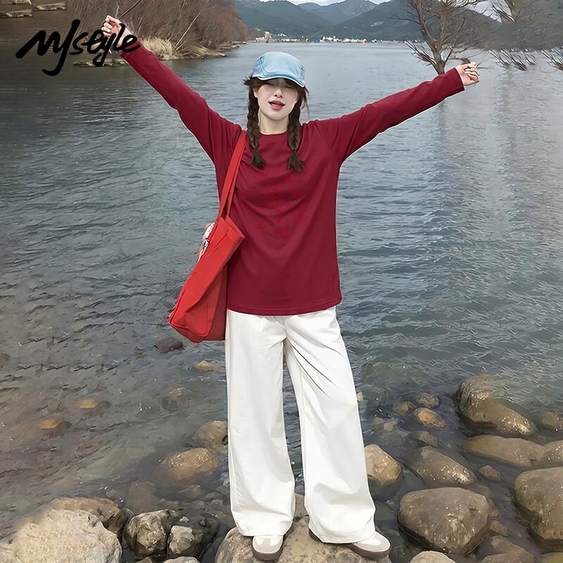 MJ Style Women's Heavyweight Cotton Long Sleeve T-Shirt