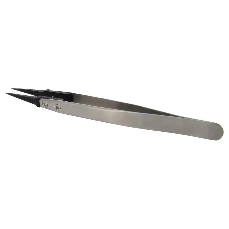 1pcs ESD Safe Precision Tweezers Anti Static Tips with Heavy Duty Metal for Electronics Jewelry Repair Stainless Steel Tweezers