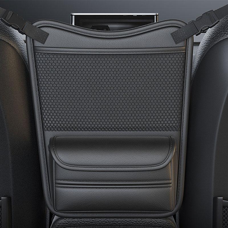 Quality Leather Car Organizer Seatback Storage Bag Cup Holder/Double Side Multi-pocket Auto Middle Seat Hanging Bag Tissue