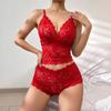 New Lace Flower Bra Panty Set Sex Underwear Pajamas Women's Summer