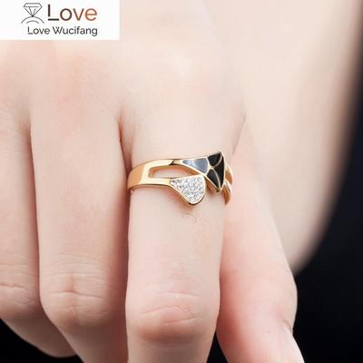 Geometric Design Double Layer Ladies Ring Stainless Steel Combination Cubic Zirconia Simple Female Jewelry Couple Ring Gift