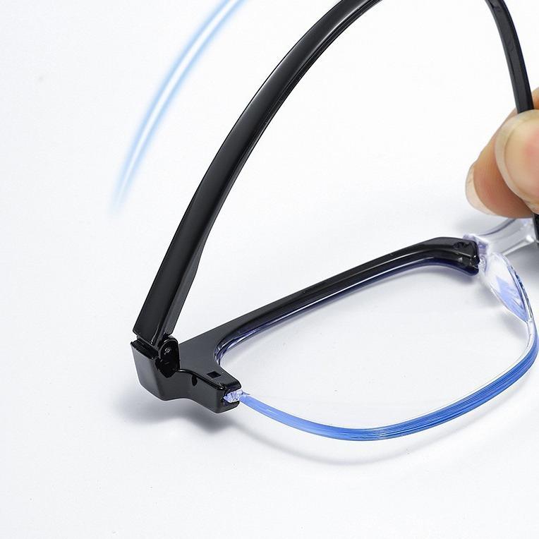 Modische Ultraleichte Lesebrille für Herren, Business Halbrand Alterssichtigkeit Brille, Intelligenter Zoom, Blaulichtfilter