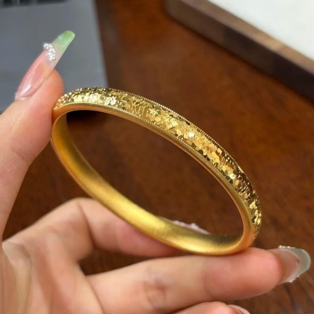 Holographic Ice Breaker Gold Bracelets Fish Scale Pattern Shiny Cuff Starry Golden Bangles Wedding