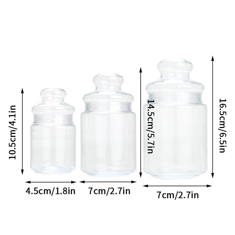 1Pc Plastic Snack Storage Container Transparent Candy Jars Reusable Cookie Food Container Countertop Organizer-Homeclub