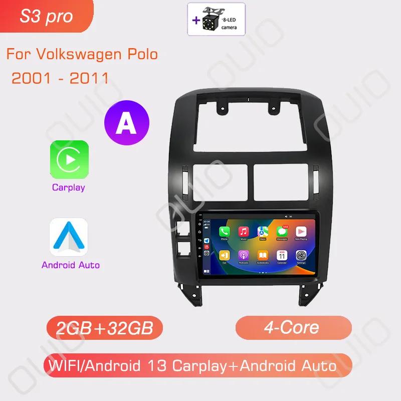 Android 13 Carplay Radio For Volkswagen Polo Mk4 IV 2001-2009 Car Stereo Multimedia Player Android Auto GPS Navigation 2DIN DSP