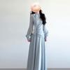 Early Autumn New Chinese Zen Blue Long-Sleeved Dress Set