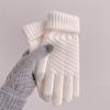 New Winter Style Pineapple Style Imitation Cashmere Full-finger Touch Screen Knitted Warm Jacquard Fashion Plus Velvet Thickened Wool Gloves