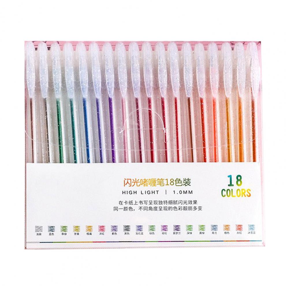Pen Glitter Body Highlighter Multicolored Highlighter Pen Set with Transparent Body Smooth Metal Tip Glitter Gel for Coloring