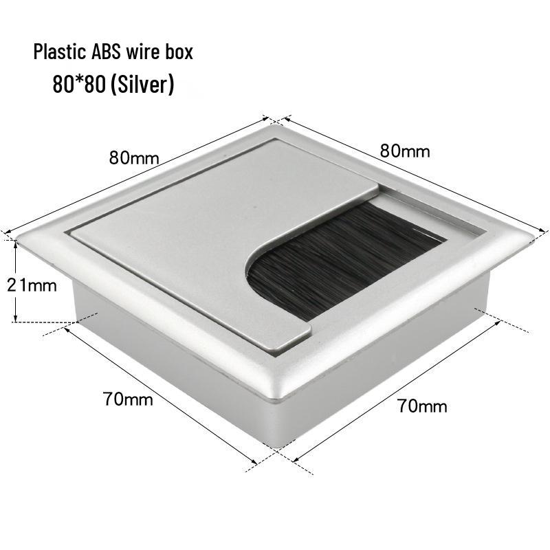 

Black Aluminum Desk Cable Management Box with Square Cover