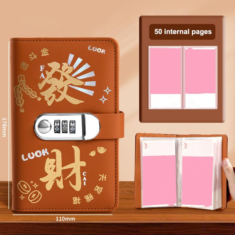 

Блокнот для челленджа «100 конвертов для накоплений» с кодовым замком, папка для сбережений, многоразовый блокнот, портативный органайзер для бюджета коричневый