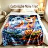 Soccer Theme Custom Blanket Personalized Name & Text Customized Soft Warm Throw Blanket Home Decor