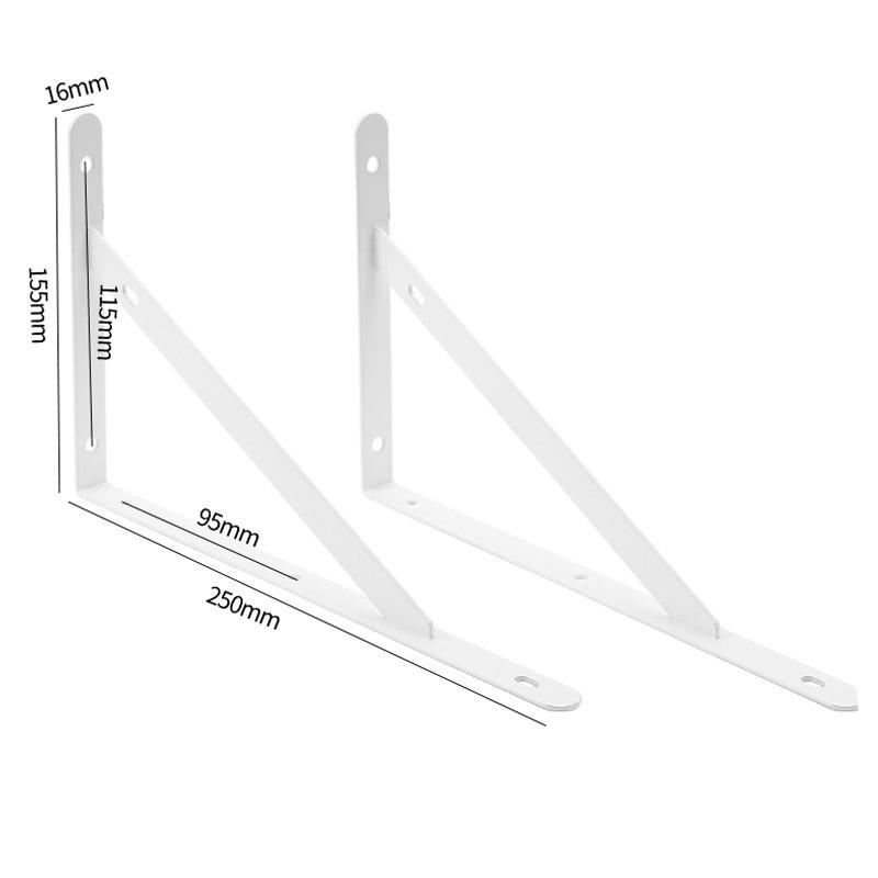 S-2Pcs Tripod Bracket Shelf Floating Shelf Heavy Duty Black/White Steel For Decorative Wall Mount Joint Angle Without Screws