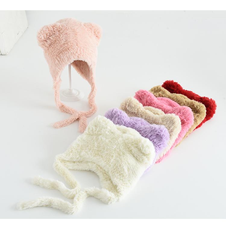 Winter Children's Hat Plush Hat Ear Protection Knitted Hat Cute Bear Head Cold Resistant Ear Protection Hat