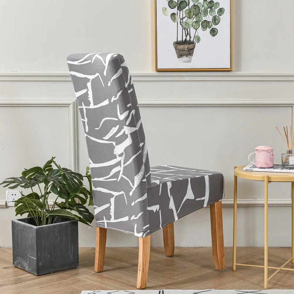 XL-Größe Esszimmerstuhlbezug, Blumendruck, große Größe, Stretch, lange Rückenlehne, Stuhlkissen, Möbelschutz, staubdichter Sitzbezug
