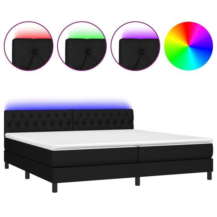 Maison Exclusive - Sommier à lattes de lit et matelas et LED Noir 200x200 cm Tissu