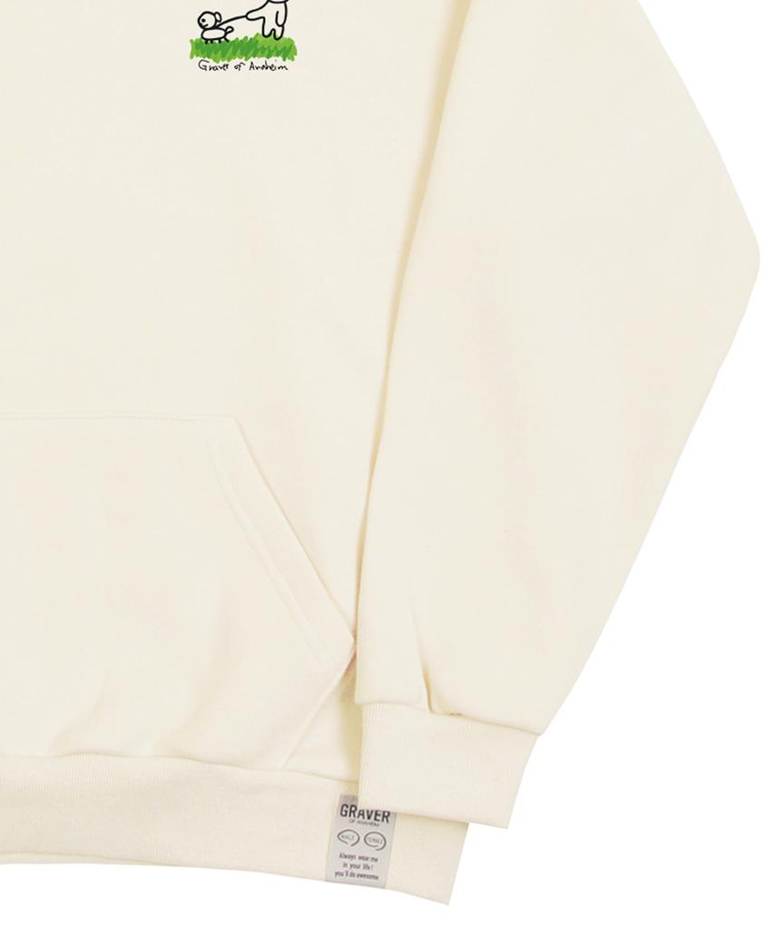 [Unisex] Human Puppy Work Hoodie_Cream