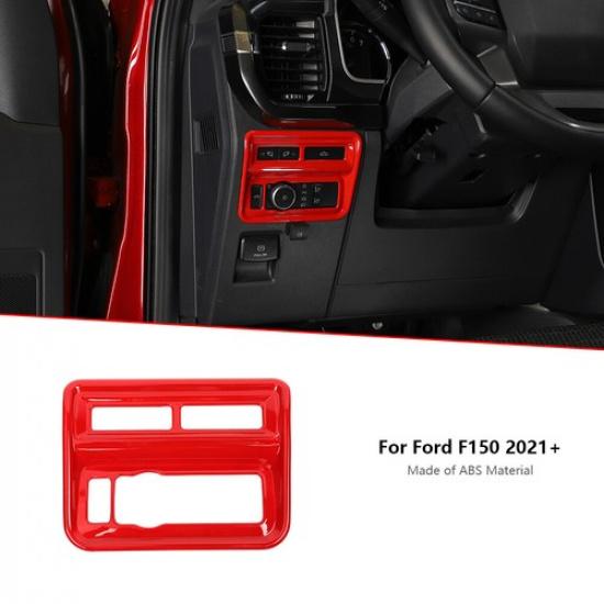 Red Interior Headlight Switch Button Panel Trim Cover Bezels For Ford F150 +
