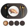 Nordic ins cowhide leather placemat two-color tableware oval dining table western food plate anti-scalding heat insulation pad waterproof