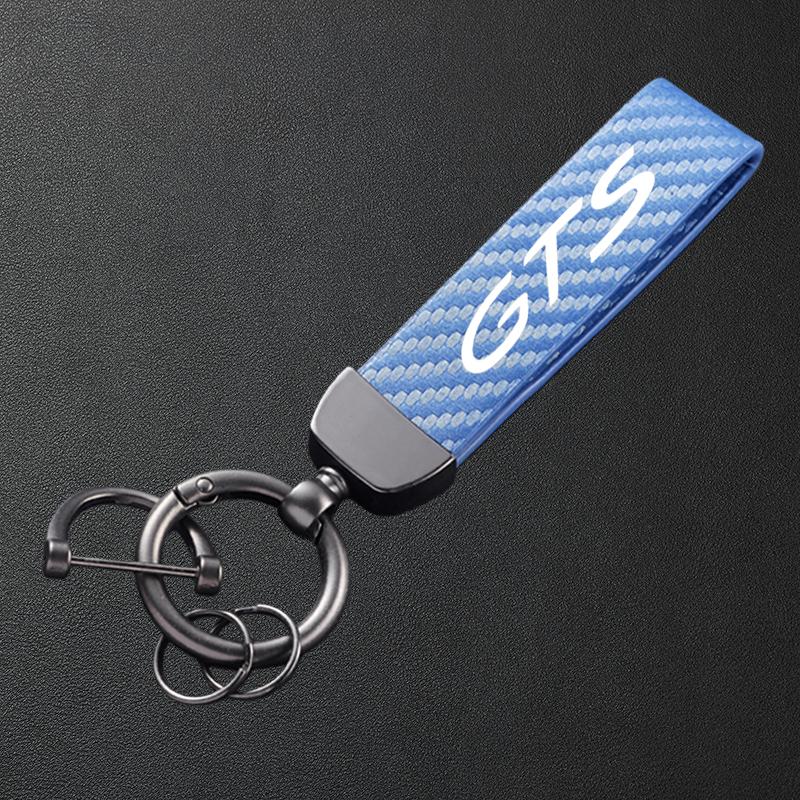 For Porsche GTS Cayenne Cayman Panamera Macan 911 718 928 901 930 Carbon Fiber Textured Leather Keychain Car Keyring