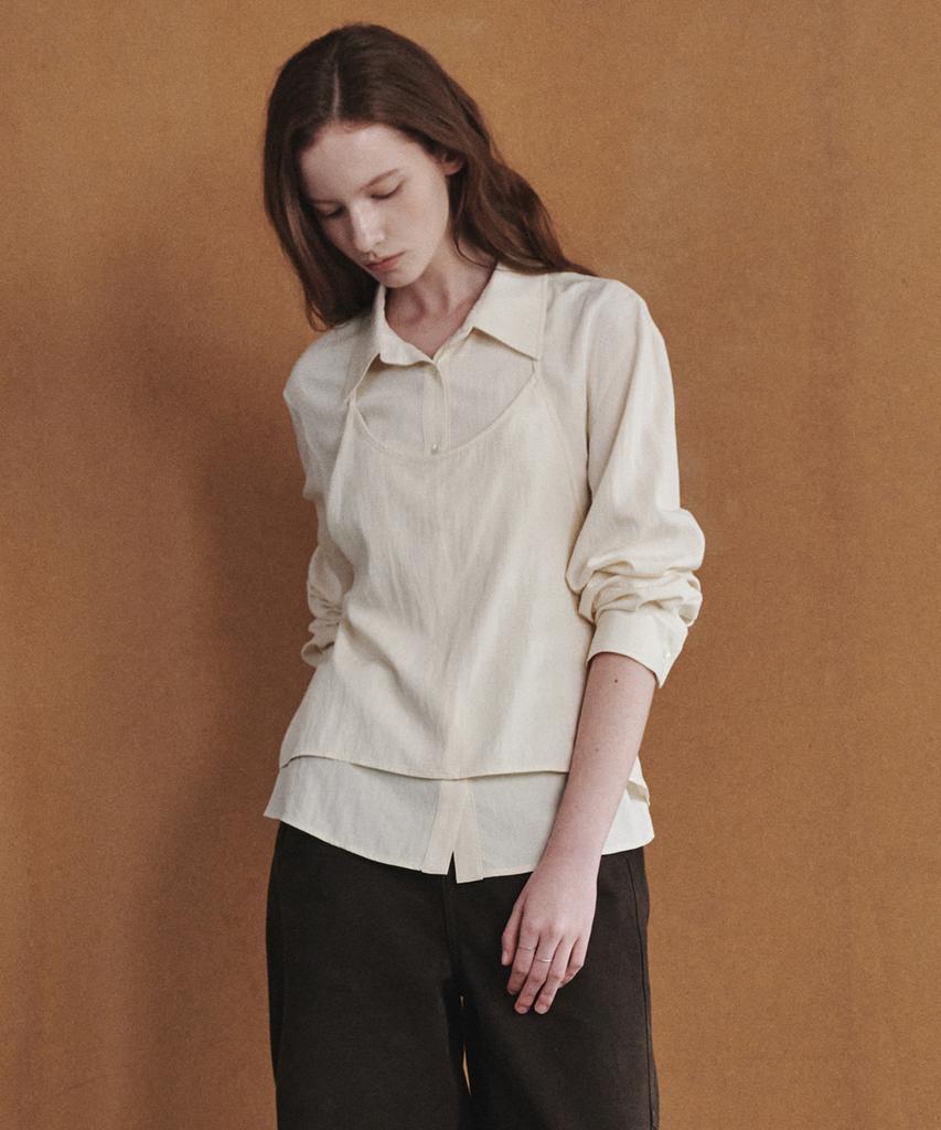 OSTKAKA Bustier Layered Blouse Cream