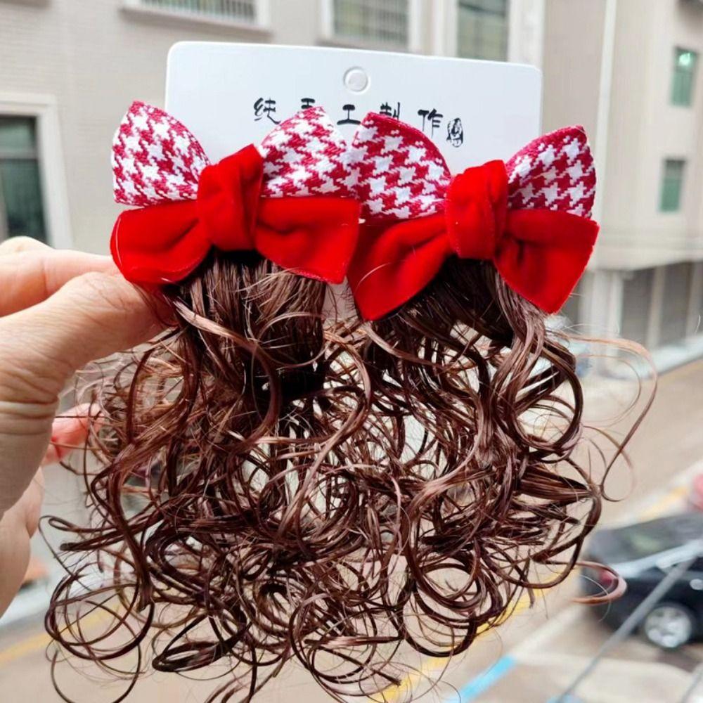 Girls Princess Party Baby Wig Hairpin Children's Bow Wig Hair Accessories Bowknot Hairclip