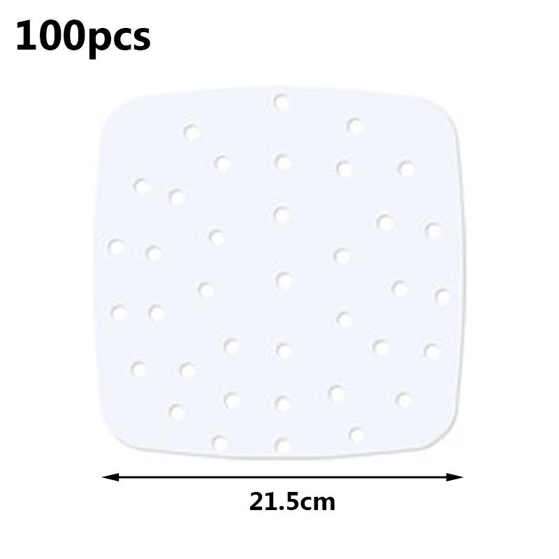 100 Sheets Bamboo Steamer Papers Round Square Non-stick Steamer Mat Oil Paper Air Fryer Accessories Kitchen Cooking Tools