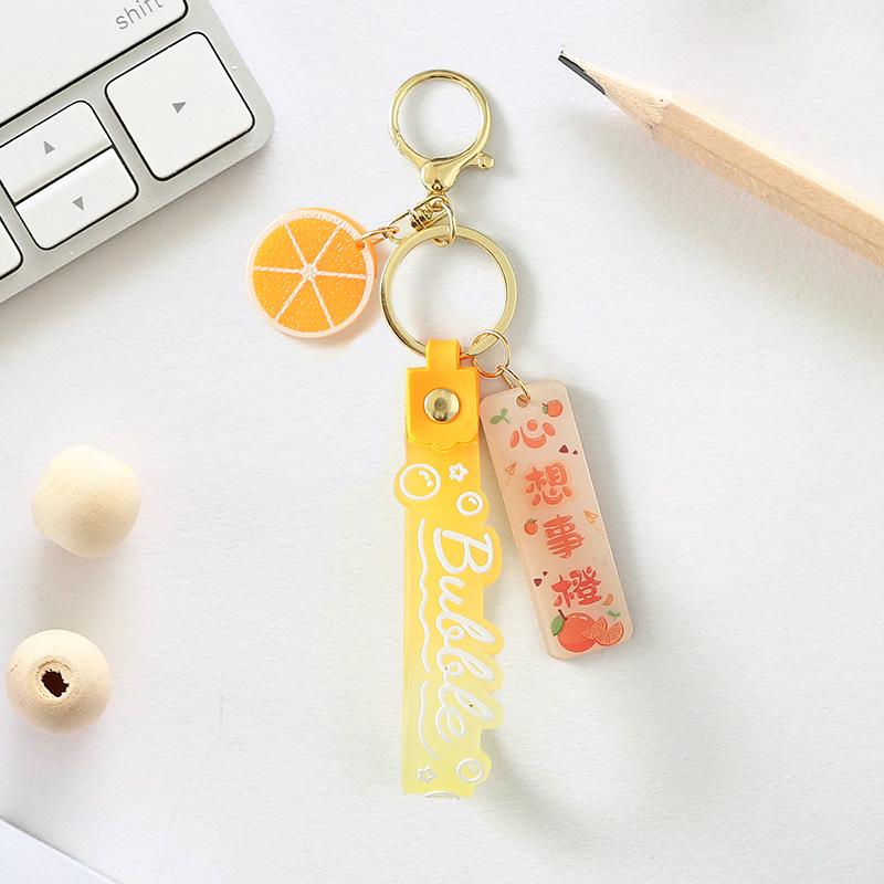 Translucent Wish Bracelet with Fruit Pendant and Versatile PVC Keychain Lanyard