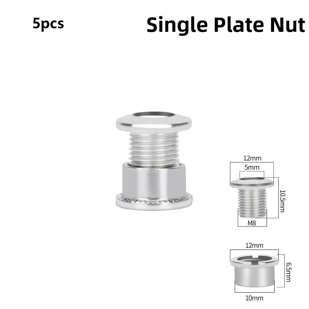 5pcs 6.5mm/8.5mm\ M8 Nuts Silver MTB Road Bike Crankset Fixing Part for Single Double Chainring