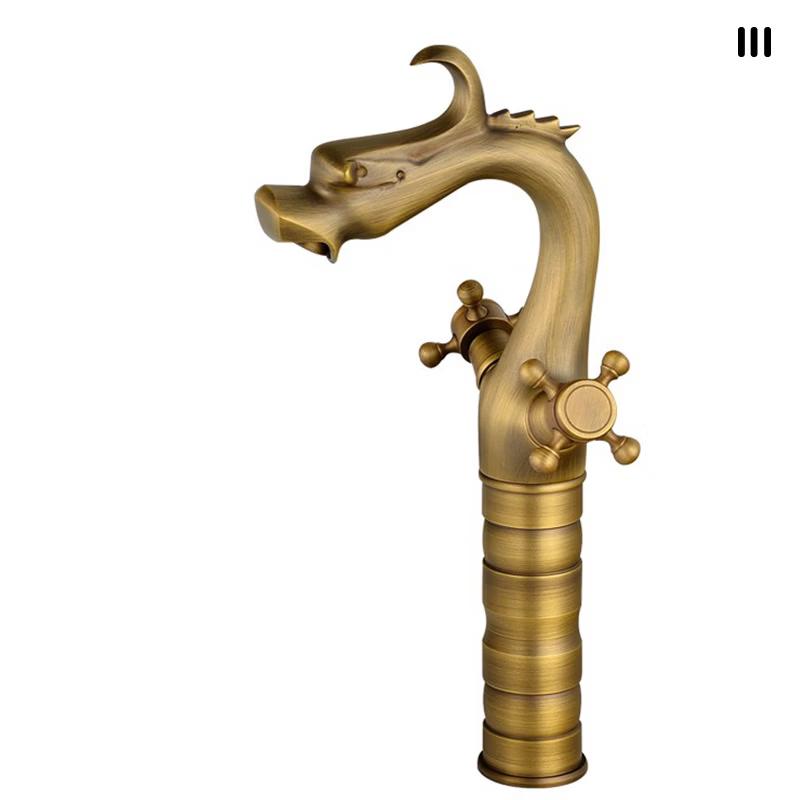 TLXT Retro European Dragon Brass Basin Faucet