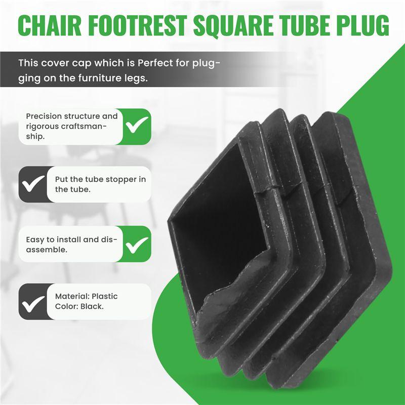 Good-Chair Leg Plastic Blanking End Cap Square Tube Insert Black 20Mmx20mm 50Pcs