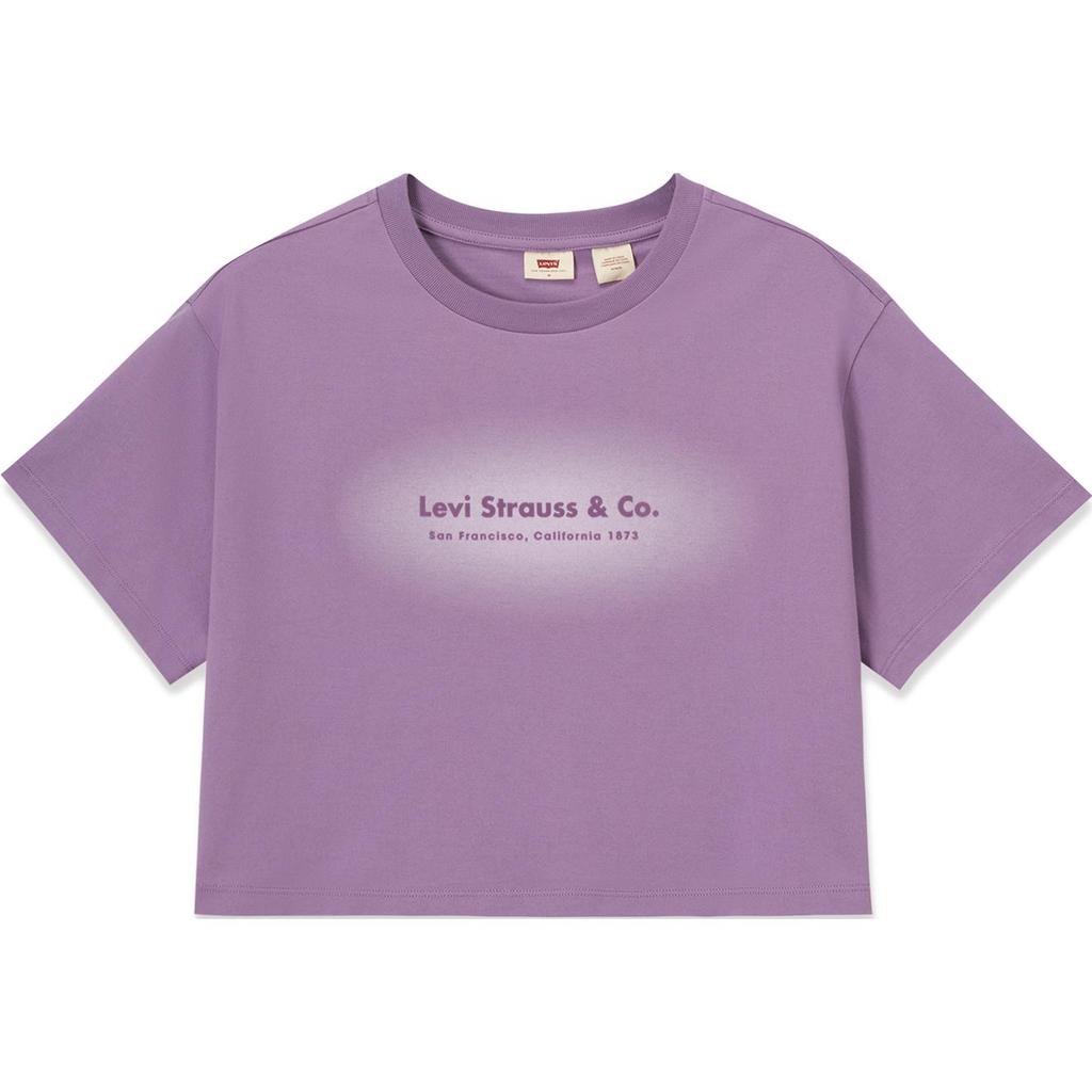 Levis Letter Print Round Neck Short Sleeve T-Shirt Women T-Shirts Purple 0018K-0001