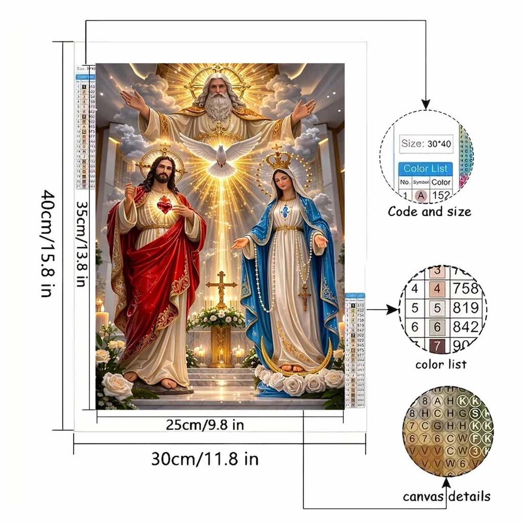 Diamond Painting Set  DIY 5D Full Diamond Religious Jesus and Virgin Mary Crafts for Home Wall Decoration
