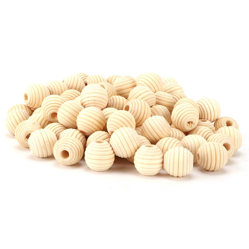100pcs Wooden Beads MultiPurpose Natural DIY Paintable Thread Crafts for Handicraft Lovers