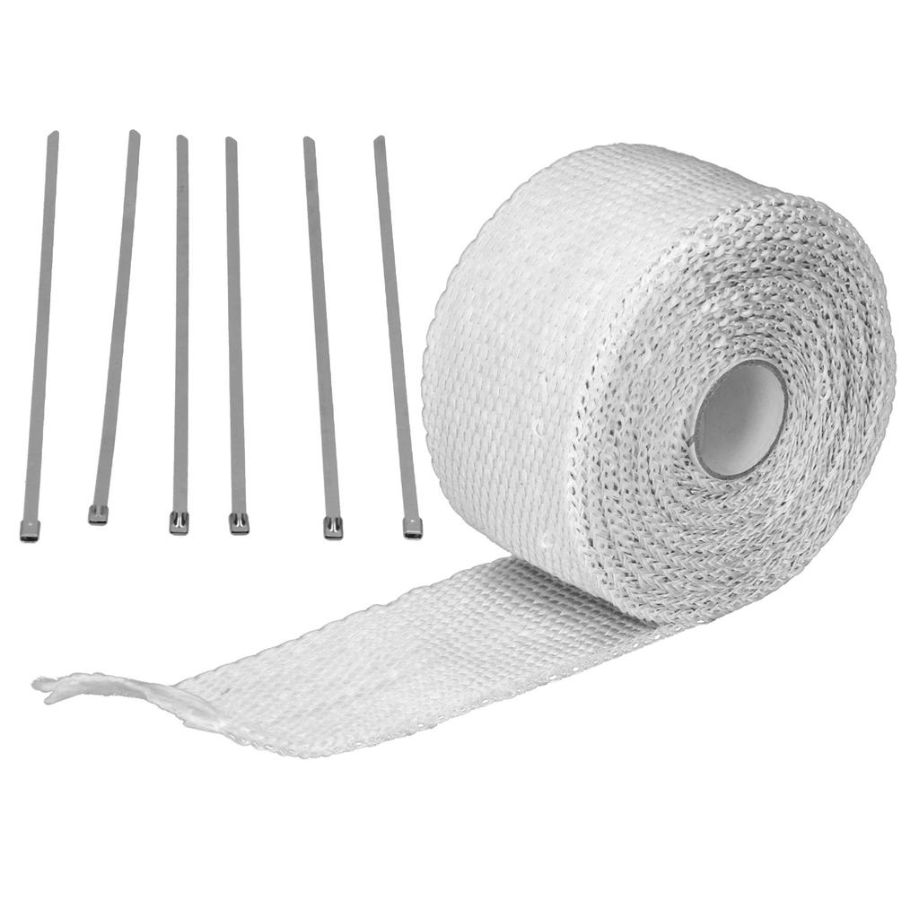 5m Exhaust Heat Wrap Insulation Tape Glass with Alloy Steel Tie for Car Motorcycle