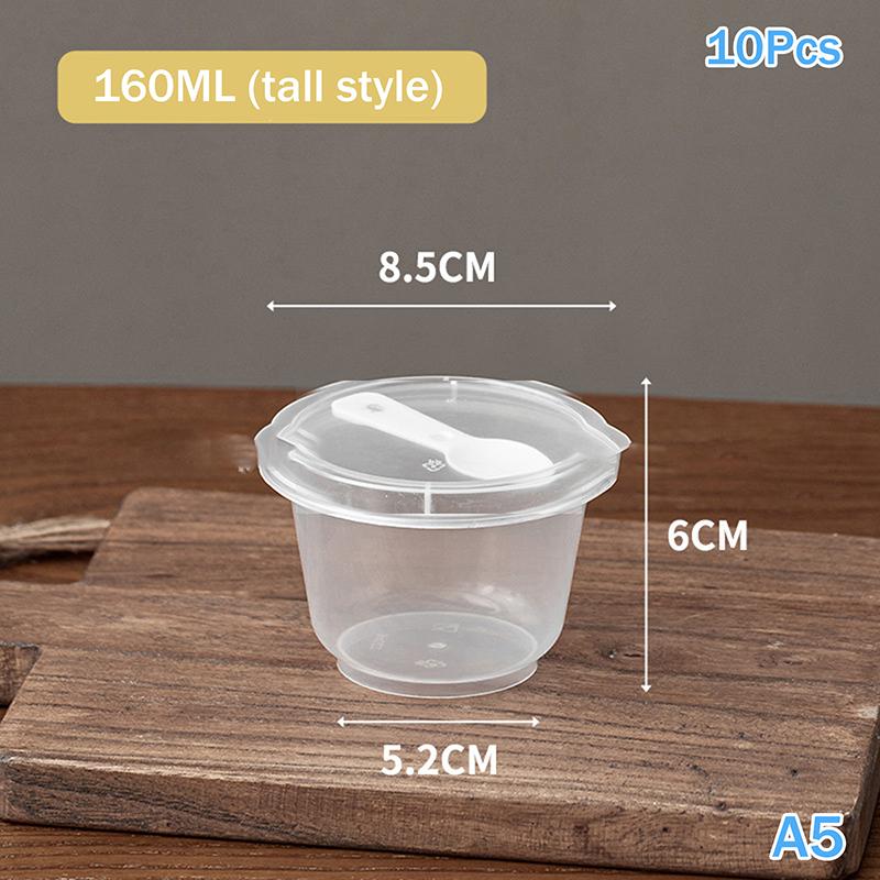 10Pcs Dessert Cup With Spoon With Lid Transparent Cups For Dessert Ice Cream Pudding Yogurt Cups Mousse Cake Box Container
