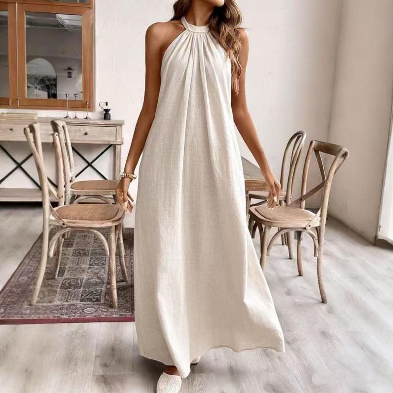 2026 Amazon European and American cross-border new elegant loose casual suspender backless women s dress S