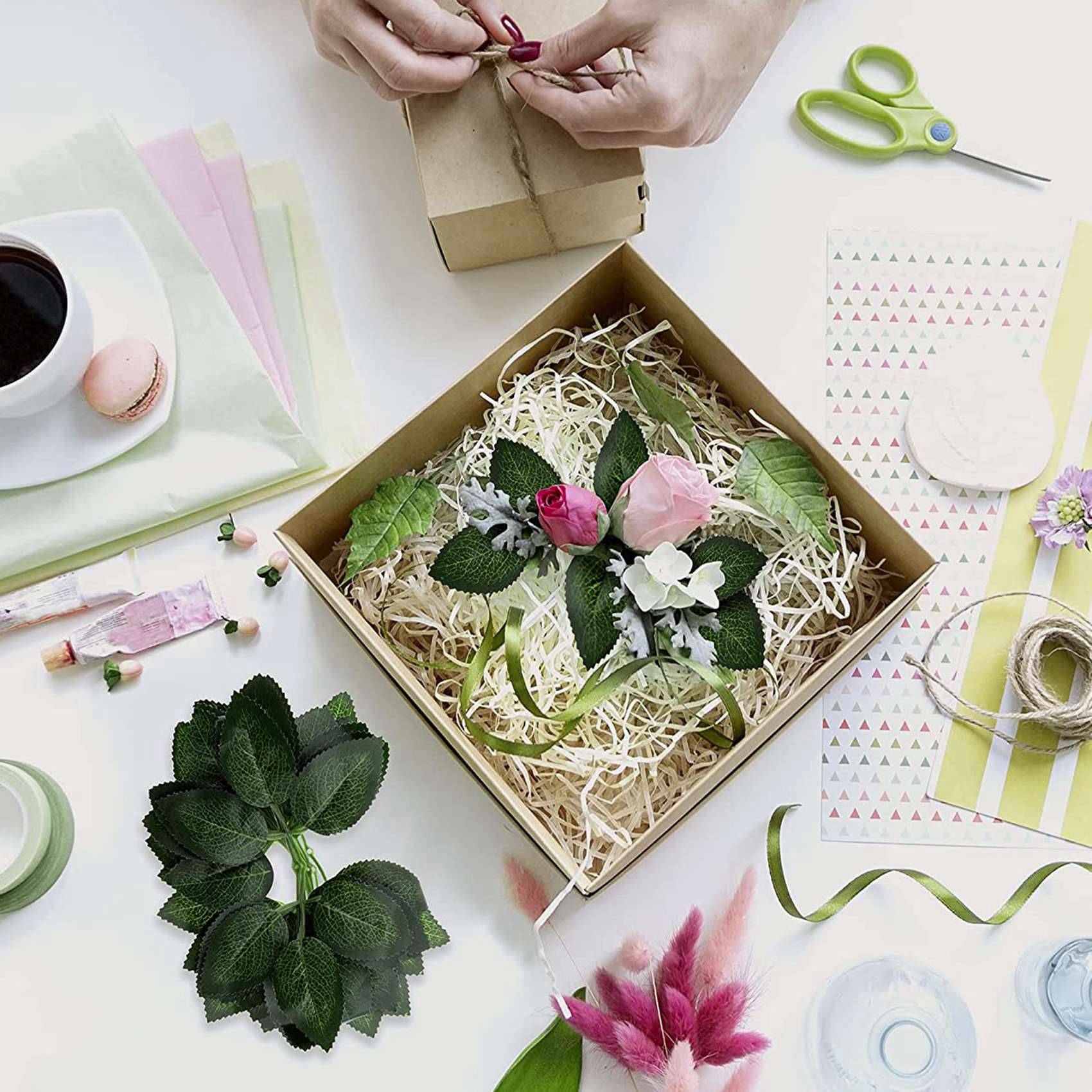 

ABWR-Fake Artificial Leaves For Roses Decorations - 108 Silk Green Roses Flowers Leaf With Realistic Vines Flexible Stems зелёный