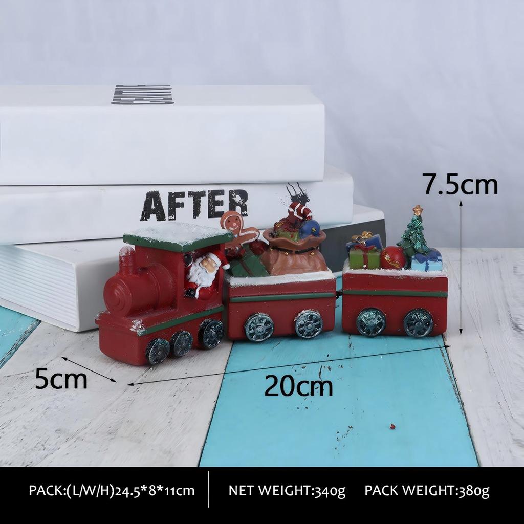 Christmas Resin Mini Snow Train Ornament Santa Xmas Tabletop Home Holiday Decor Gift