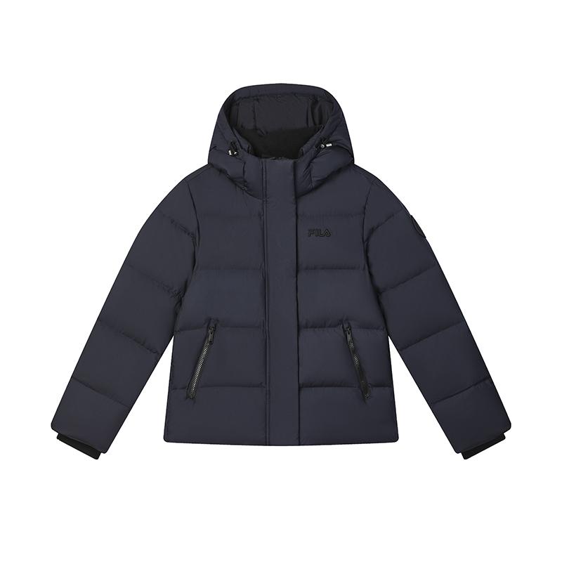 Fila Fleece Casual Warm Hooded Down Jacket Women Outerwear Legendary-Blue F11W448901FNV