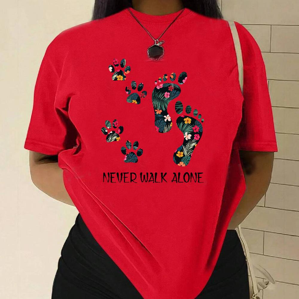 

Fashion Soft Cotton T-Shirt Short Sleeve Round Neck Women 2d Print Tops XL