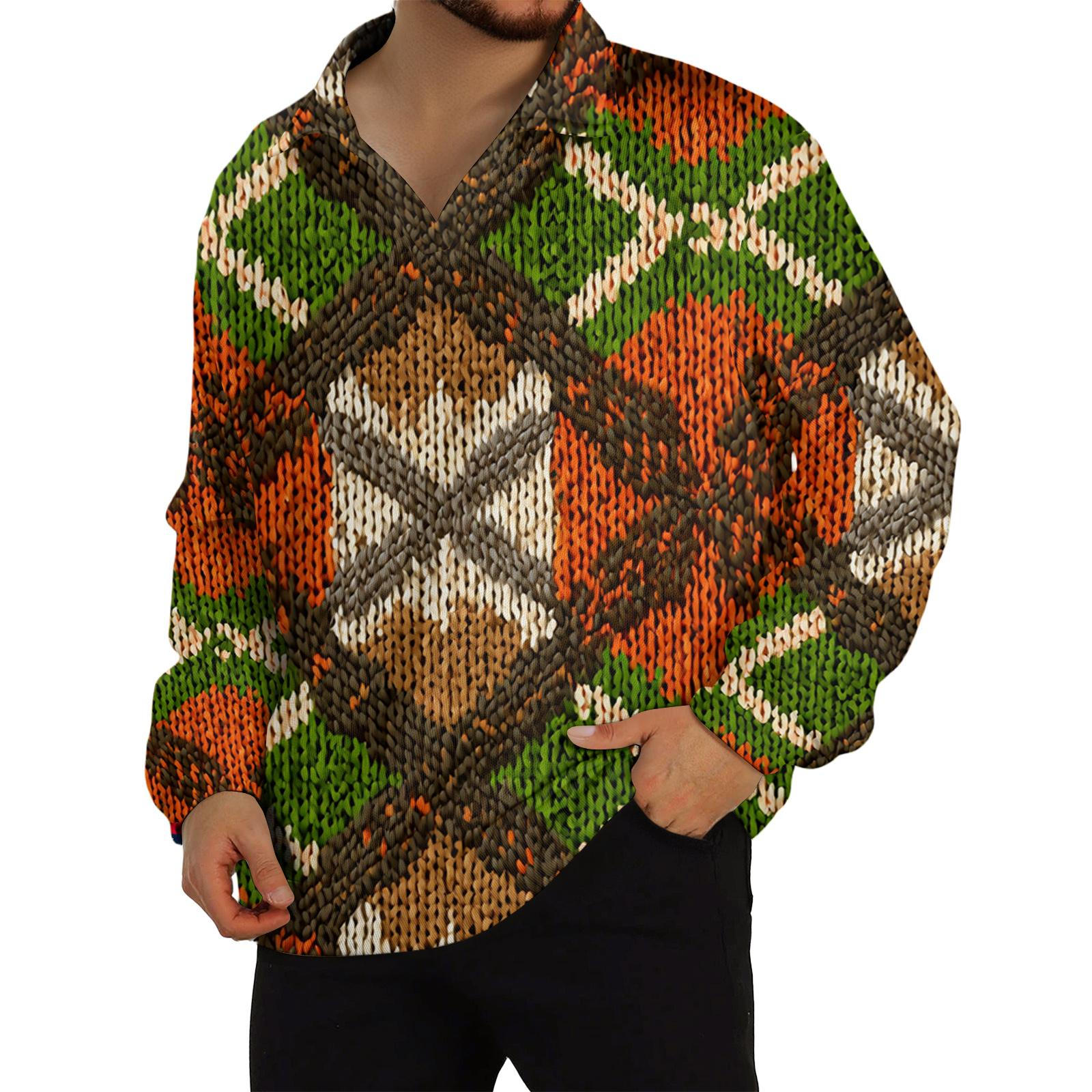 

Мужской повседневный трикотажный базовый топ с длинным рукавом и воротником XL коричневый